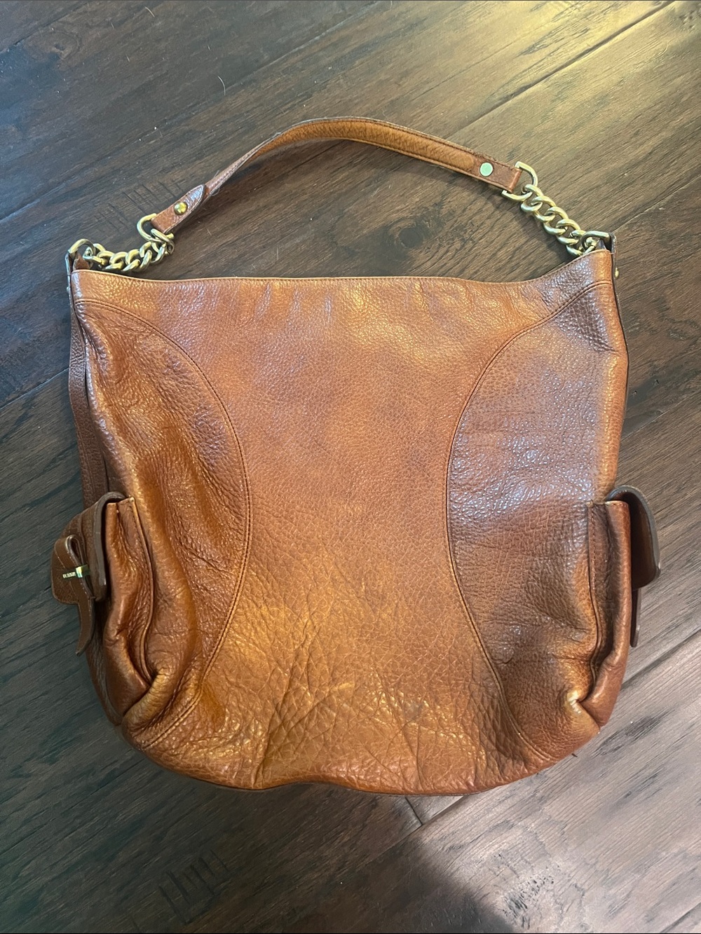 Brahmin Cognac Brown Leather Shoulder Bag with Gold Chain GUC - Picture 4 of 8